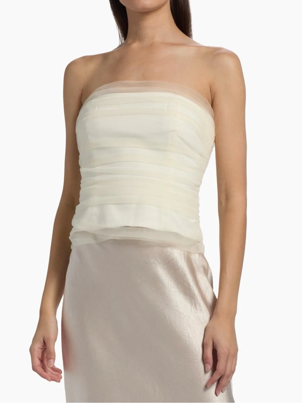 Reformation Beau Gathered Strapless Top - Ivory - Picture 4 of 10